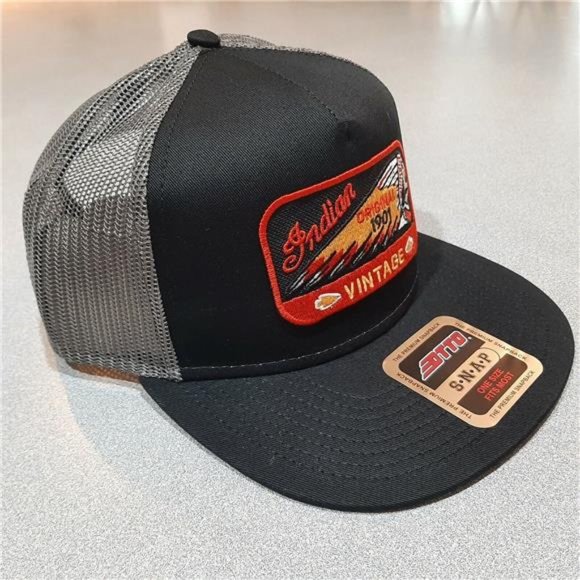 Indian Motorcycles Retro Styl Flat Brim Cap Embroidered Patch Black Trucker Hat main image 5